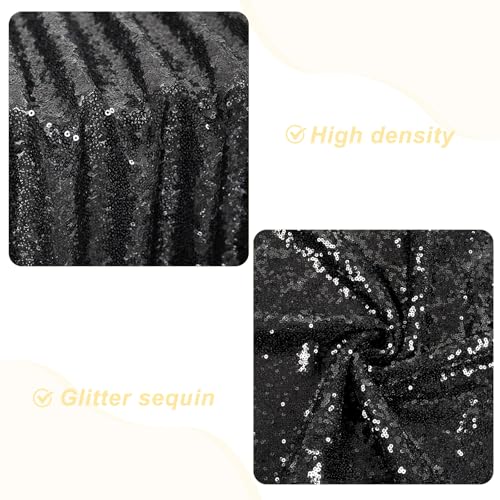 PartyDelight Sequin Tablecloth Square 50"x50" Black Shimmer Table Cloths Sparkle Glitter Decorations - Image 4