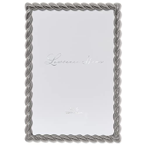 Lawrence Frames Lawrence Frames 4x6 Brushed Nickel Metal Picture Frame with Rope Design 