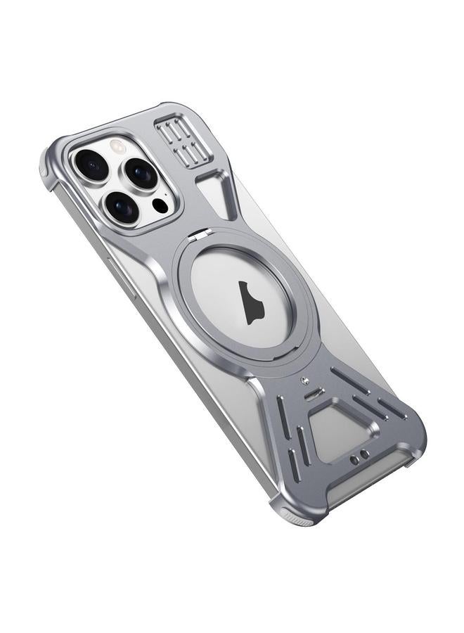 اس-توب جراب لهاتف iPhone 15 Pro Armor 360 Holder بدون إطار من سبائك MagSafe - Image 1