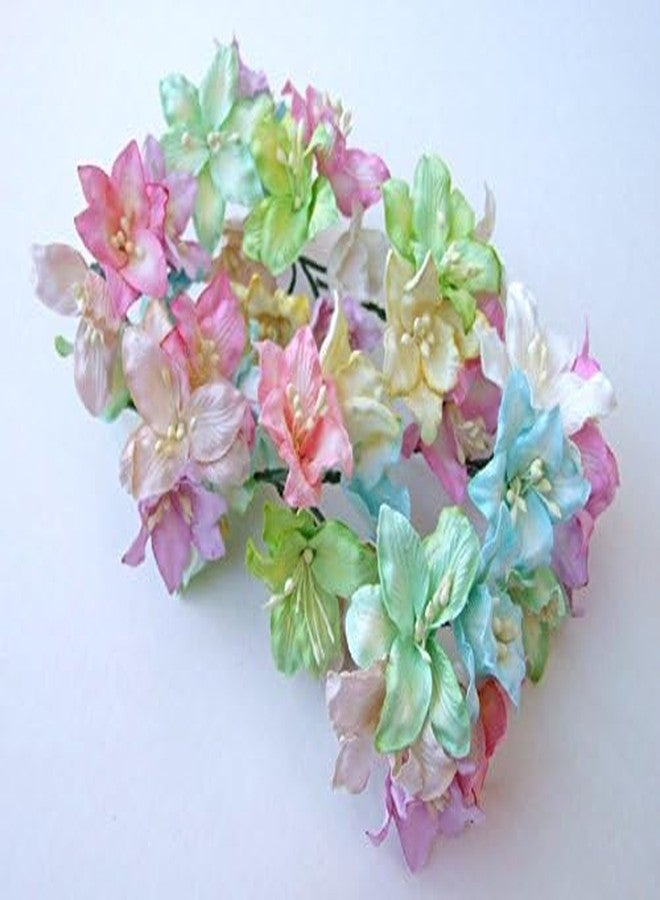 ICRAFY 25 pcs. Assorted Pastel Lily Paper Flower Made from Mulberry Paper Flower Artificial Craft Scrapbook Wedding Supply Accessory DIY, Pastel Color, Size 3" - Image 4