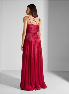 Namshi x Sequin Embellished Ruched A Line Dress With Slit  - Image 2