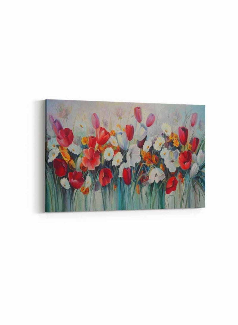 لوحة كانفاس على إطار خشبي، تصميم فن  زيتي للورود ، للمنزل، غرفة المعيشة، المكتب، الديكور - Image 4