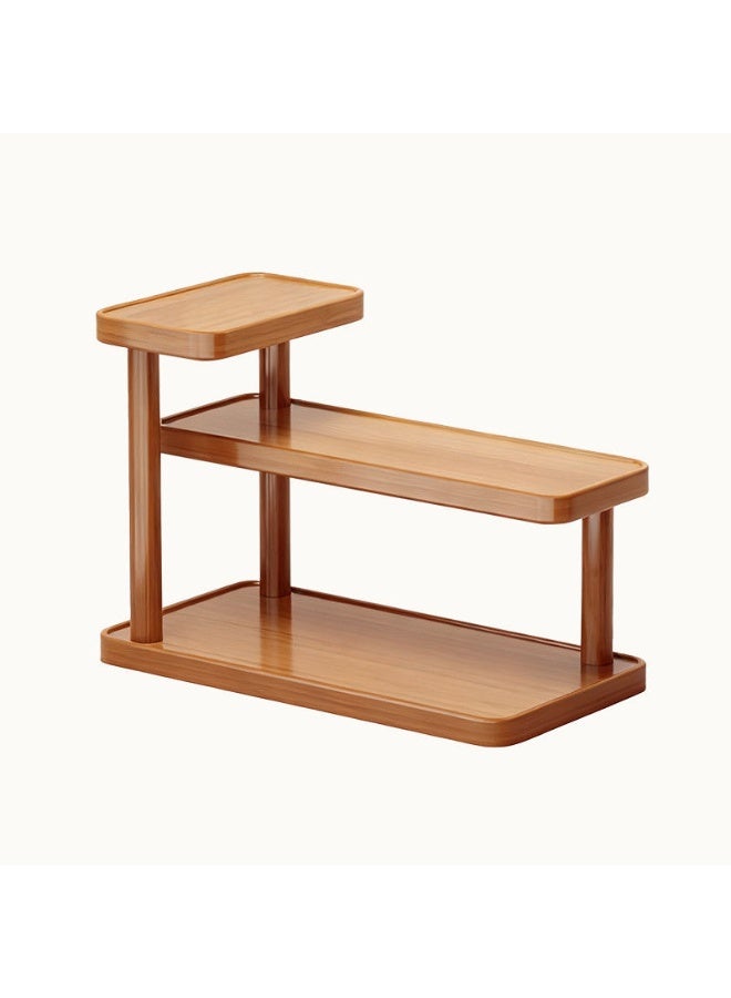 منظم أكواب ثلاثي الطبقات، رف تخزين أكواب، رف تخزين متعدد الوظائف مصنوع من الخيزران، قهوة