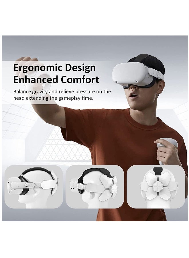 Adjustable Headband Compatible for Meta Quest 2, Oculus Quest 2 with Head Cushion, Replacement for Elite Strap Comfortable Protective Head Strap Reduce Pressure - White - Image 3