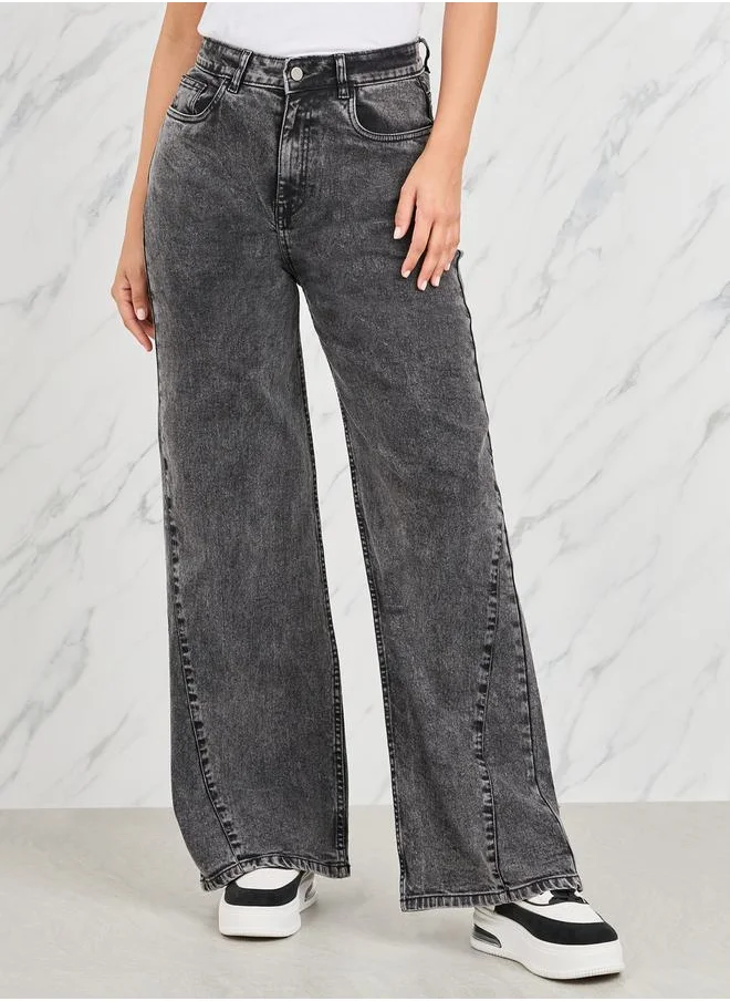 ستايلي Side Cut and Sew Panel Straight Fit Jeans