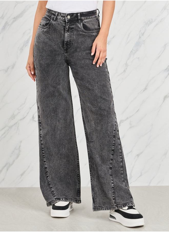 Styli - Side Cut and Sew Panel Straight Fit Jeans - Image 1