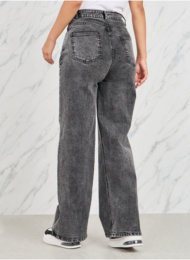 Styli - Side Cut and Sew Panel Straight Fit Jeans - Image 1