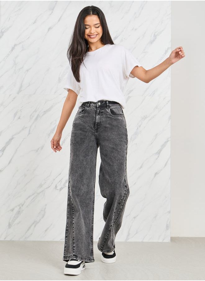 Styli - Side Cut and Sew Panel Straight Fit Jeans - Image 1