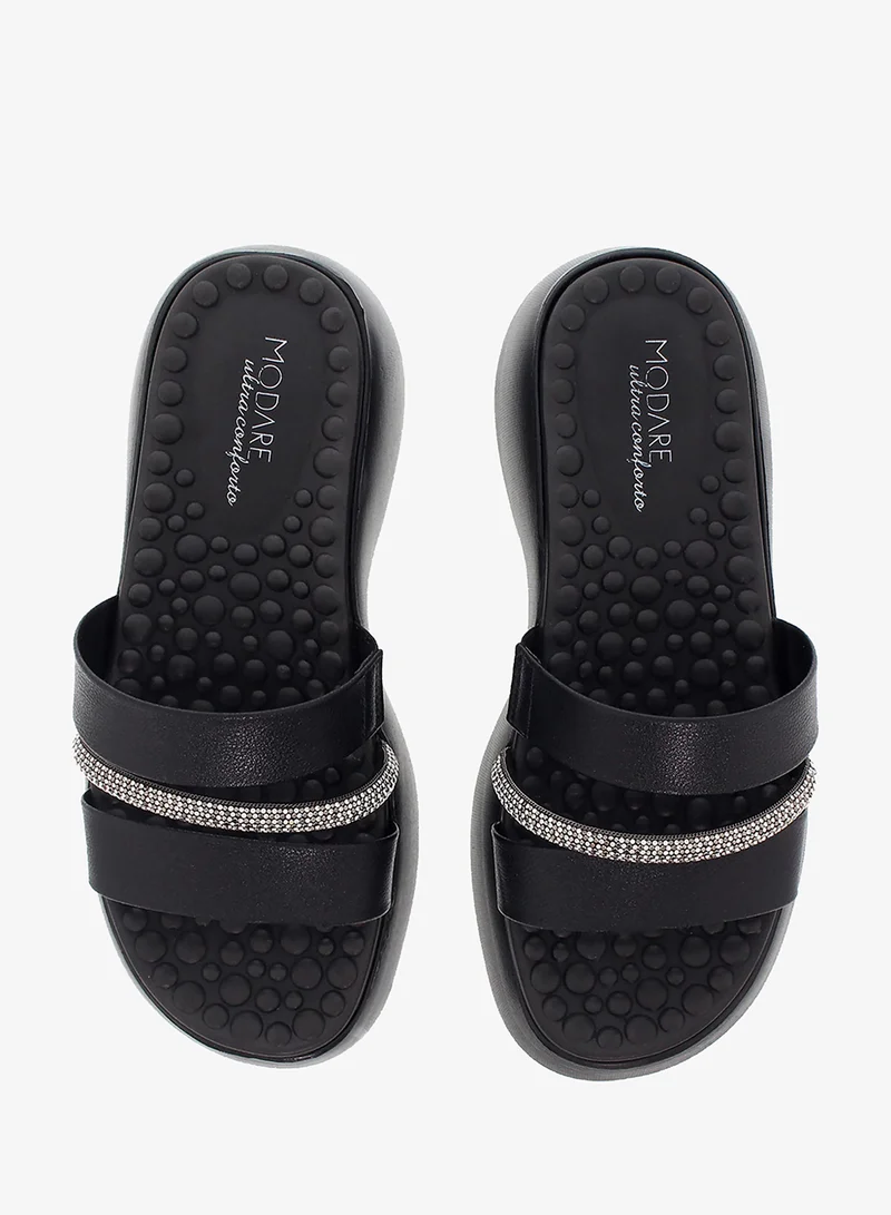 Modare Black Modare Women’s Flat Summer Footwear – Lightweight Slip-On Comfort with Stylish Casual Design for Women | Best Price UAE