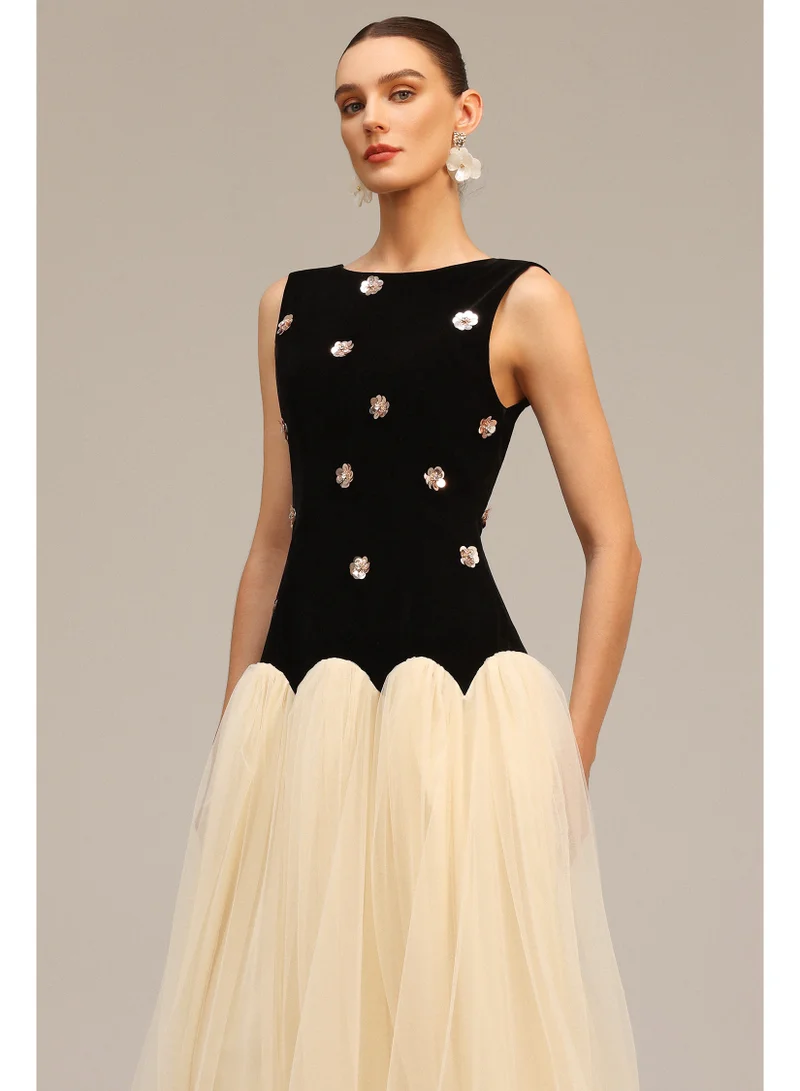 Bella Barnett  Roto Sleeveless Sequin Flowers Maxi Dress for Women | Best Price UAE