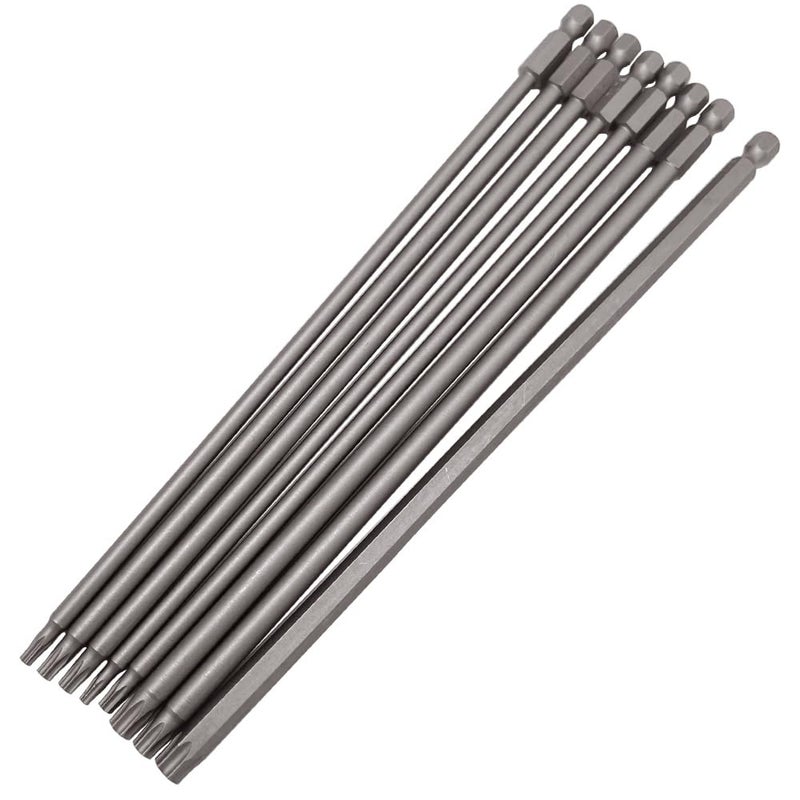 Saipe 8pcs 200mm79 Long Torx Head Screwdriver Bit Set Magnetic Tamper Proof Security Torx Bit Set 14 Hex Shank Star Screw Driver Drill Bits T8T40