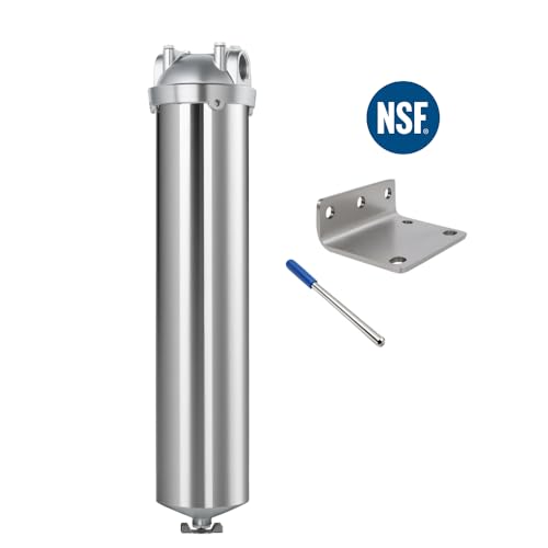 Amwater NSF/ANSI 42 Stainless Steel Whole House Water Filter Housing, 20" x 2.5" Sediment Water Filter System for Heavy Duty, Well & City Water, 3/4" NPT Port, Drain Valve Style A(Wing) - Image 2