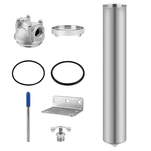 Amwater NSF/ANSI 42 Stainless Steel Whole House Water Filter Housing, 20" x 2.5" Sediment Water Filter System for Heavy Duty, Well & City Water, 3/4" NPT Port, Drain Valve Style A(Wing) - Image 4