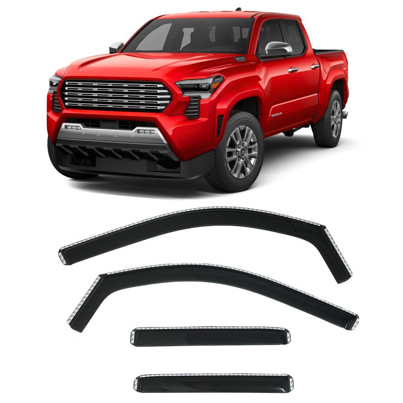 20242025 inChannel Rain Guards Side Window Visor Deflectors for Toyota Tacoma SR SR5 TRD PreRunner Sport OffRoad iFORCEMAX Limited Trailhunter Pro