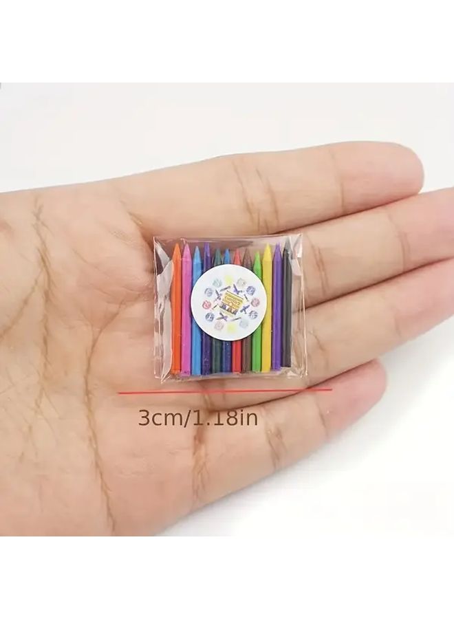 12 Pcs 1 12 Scale Dollhouse Watercolor Boxes And Crayons Realistic Painting Kits - Image 2