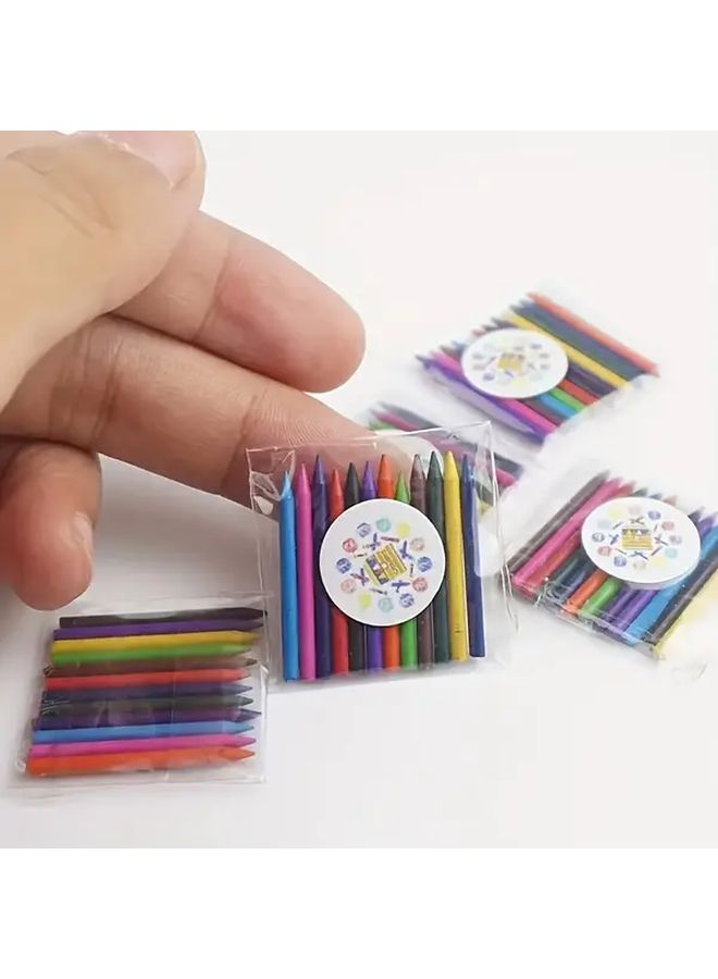 12 Pcs 1 12 Scale Dollhouse Watercolor Boxes And Crayons Realistic Painting Kits - Image 1