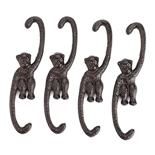 OwnMy Set of 4 Heavy Duty Cast Iron S Monkey Hooks - 8 Inch Decorative Metal Hanging Hooks S Shaped Hanging Brackets for Garden, Indoor Outdoor Home Decor - Image 1