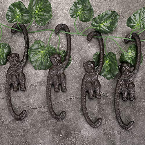 OwnMy Set of 4 Heavy Duty Cast Iron S Monkey Hooks - 8 Inch Decorative Metal Hanging Hooks S Shaped Hanging Brackets for Garden, Indoor Outdoor Home Decor - Image 5