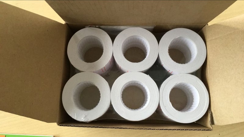 MFLABEL 12 Rolls 7200 White Price Gun Labels for Mx-5500 - with Double Red Line Visibility, Refill Ink Roll & Disposable Gloves for Easy Loading - Image 5