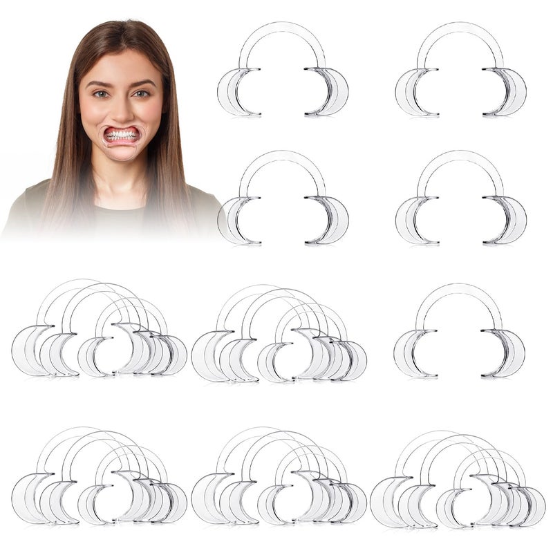 EZGO 20 Pieces (10 Medium+5 Large+5 Small) C-Shape Teeth Whitening Cheek Retractor, Disposable Dental Mouth Opener, Dental Lip Cheek Retractor for Mouthguard Challenge Game - Image 1