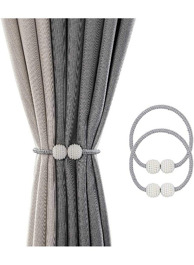Home-Cloud رباط ستائر مغناطيسي HomeCloud - حبل زخرفي لربط الستائر بلون رمادي (1 زوج 2 قطعة) - Image 2