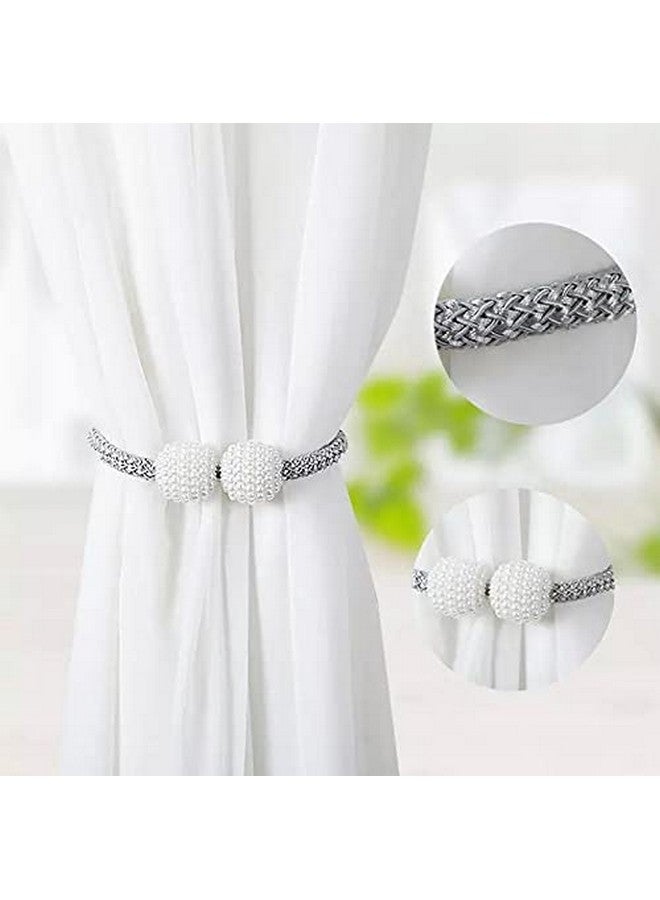 Home-Cloud رباط ستائر مغناطيسي HomeCloud - حبل زخرفي لربط الستائر بلون رمادي (1 زوج 2 قطعة) - Image 1