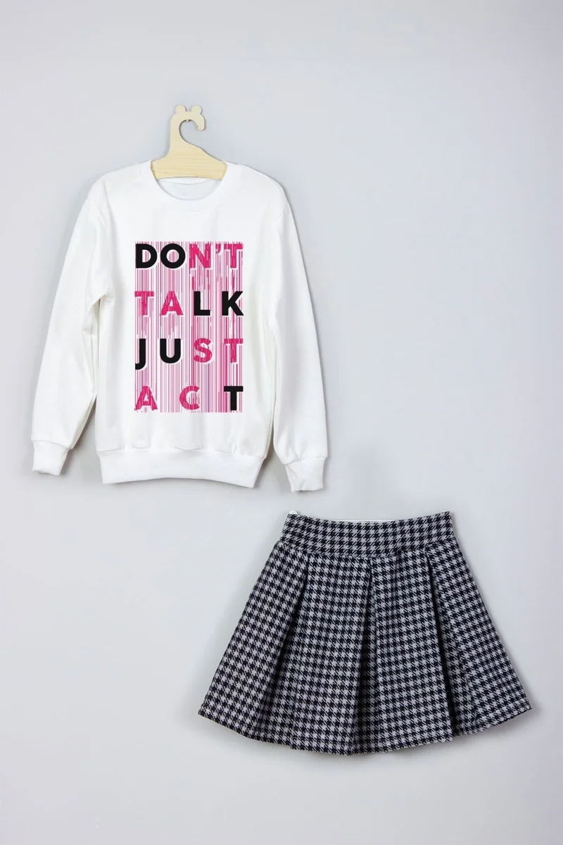 Ada Bebek Çocuk Ada Baby Kids New Season Don't Talk Just Act Skirt Sweat Suit
