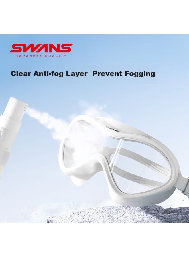 Swans Adult Swimming Goggles, Non-Prescription, For Men And Women, High-Definition, Anti-Fog, Waterproof, Large Frame, Professional Diving Swimming Glasses, Equipment, White - Image 3