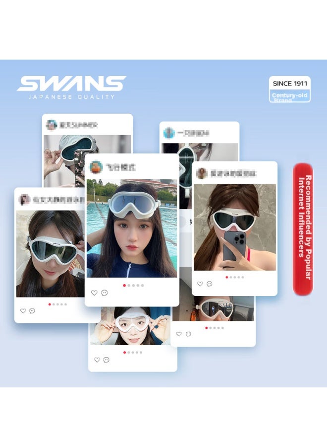 Swans Adult Swimming Goggles, Non-Prescription, For Men And Women, High-Definition, Anti-Fog, Waterproof, Large Frame, Professional Diving Swimming Glasses, Equipment, White - Image 5