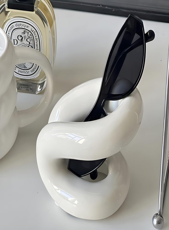 Newmyth Minimalist Design White Ceramic Makeup Brushes Holder Stand Rack Organizer, Cosmetic Pen Toothbrushes Holder Dressing Table Decor - Image 3