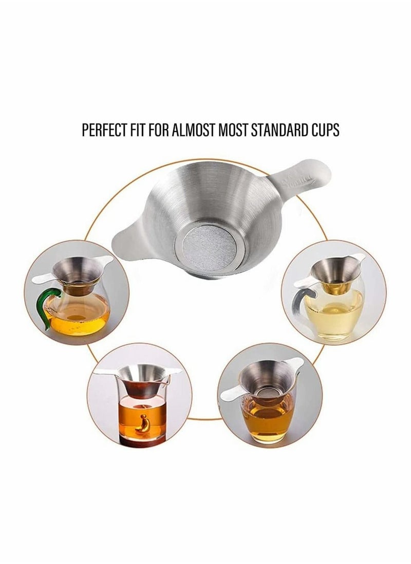 SYOSI - Tea Filter, Stainless Steel Tea Infuser Mesh Strainer with Double Handles Coffee Tea Fine Mesh Strainer Tea Funnel Leaf Filter Tea Leaf Strainer for Teapots, Mugs, Cups, Large Size, 2 Pcs - Image 1