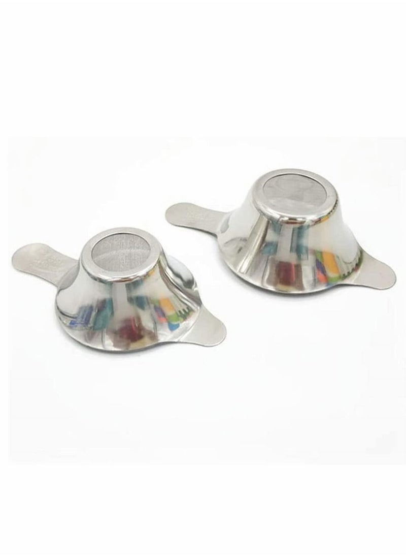 SYOSI - Tea Filter, Stainless Steel Tea Infuser Mesh Strainer with Double Handles Coffee Tea Fine Mesh Strainer Tea Funnel Leaf Filter Tea Leaf Strainer for Teapots, Mugs, Cups, Large Size, 2 Pcs - Image 1
