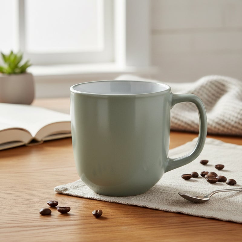 Cuisine Art Stoneware IVY 4PCS Mug Set | 420 ML Green Coffee Mug Set | Durable Coffee Cup Set for Home & Office | Cups for Cappuccino, Latte, Tea & Cocoa Restaurant Coffee Mugs - Image 2