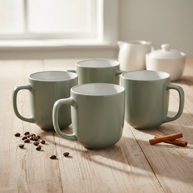 Cuisine Art Stoneware IVY 4PCS Mug Set | 420 ML Green Coffee Mug Set | Durable Coffee Cup Set for Home & Office | Cups for Cappuccino, Latte, Tea & Cocoa Restaurant Coffee Mugs - Image 3