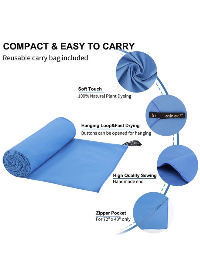 Rainleaf (Blue, Small (40 x 80 cm)) - Microfiber Towel . Perfect Sports & Travel & Beach Towel. Fast Drying - Super Absorbent - Ultra Compact. Suitable for Camping, Gym, Beach, Swimming, Backpack... - Image 3