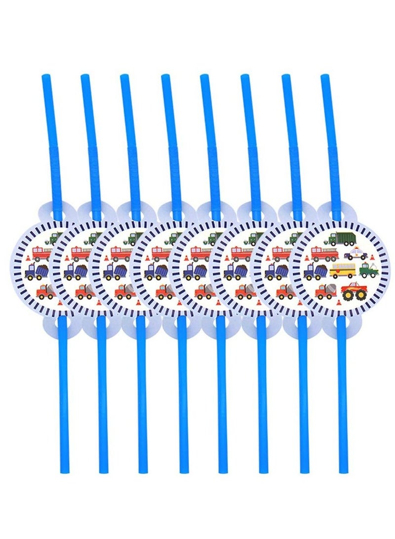 KASTWAVE 50pcs in 1 Set Engineering Vehicle Theme Disposable Tableware, KASTWAVE Paper Cup Plates Dinnerware Set Car Printing Napkins Straw Set Baby Boy Birthday Party Supplies Party Supply - Image 2