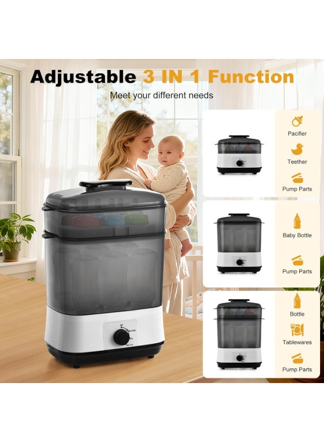 M.A&F's Bottle Sterilizer and Dryer, Electric Steam Baby Bottle Sterilizer, 3 IN 1 Sanitizer for Baby Feeding Bottles and Pacifiers, Baby Bottles Washer, Cleaning Machine for Feeding Pump Parts - Image 3