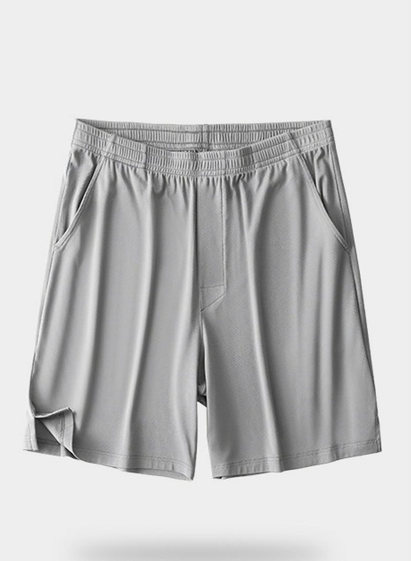 Loquat Men's Solid Color Boxer Shorts Underwear For Men Classic Relaxed Fit Shorts Light Grey 