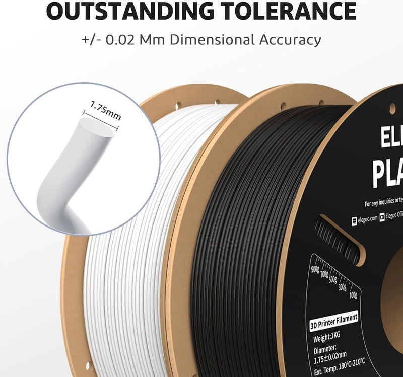 ELEGOO PLA PRO Filament 1.75mm White 4KG, 30-250mm/s Printing Speed, Improved Rigidity, Dimensional Accuracy +/- 0.02mm - Image 2