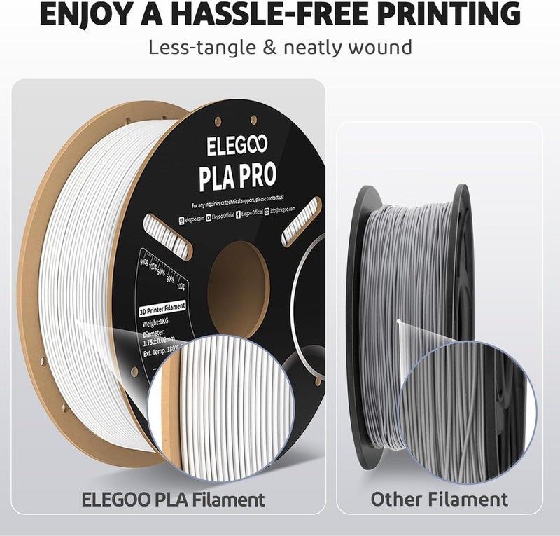 ELEGOO PLA PRO Filament 1.75mm White 4KG, 30-250mm/s Printing Speed, Improved Rigidity, Dimensional Accuracy +/- 0.02mm - Image 4