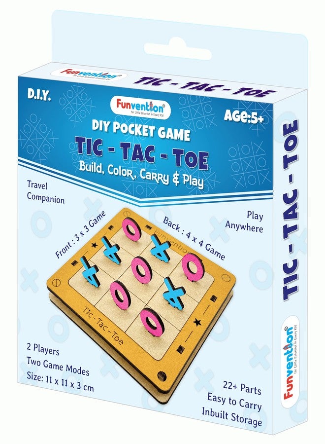 Funvention- for Little Scientist in Every Kid Funvention DIY Tic-Tac-Toe Pocket Travel Game for Kids 4+ Ys, Fun Learning Educational Board Game, Best Birthday Return Gifts - Image 1