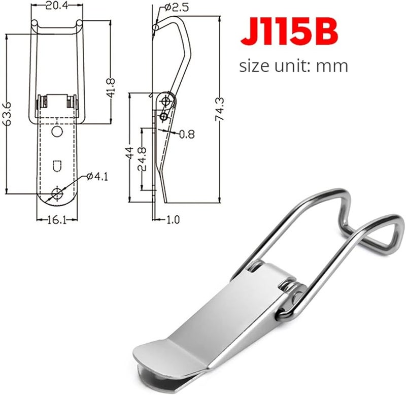 2Pcs Mild Steel Spring Loaded Latch Catch Toggle Hasp 46x21mm for Cabinet Box Sliding Door Window - Image 3
