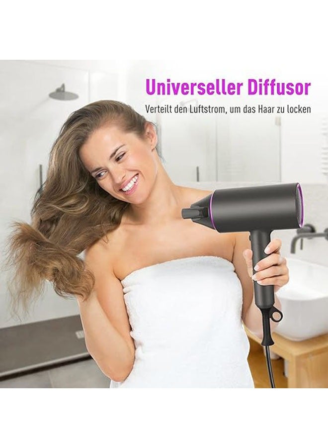 general Hair dryer with ion care technology, with diffuser and styling nozzle, three temperatures and wind speeds, small and quiet, perfect for travel and family - Image 4