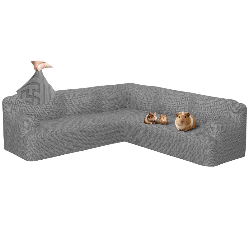 ROFASVCO Sectional Couch Covers L Shape Sofa Cover 1-Piece Stretch Corner Couch Covers Non Slip Washable Sofa Slipcovers Soft Fleece Furniture Protector for Dogs Pet (X-Large, Gray) - Image 1