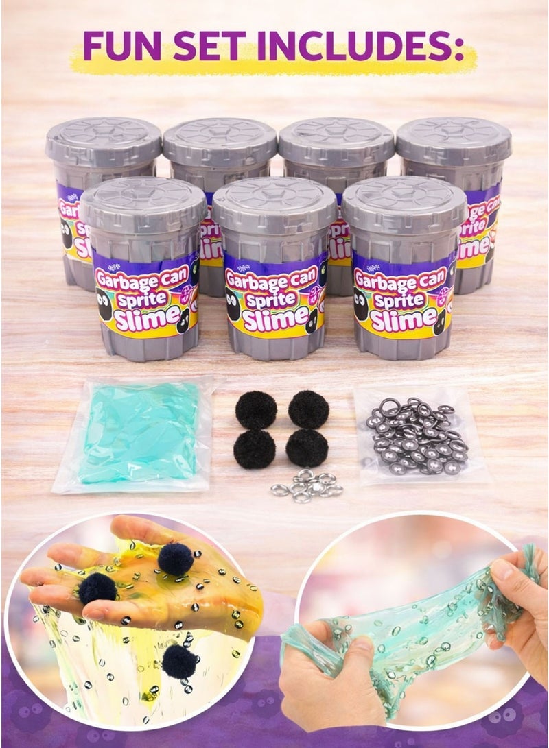 فريق عظيم Greateam Garbage Can Sprite Slime Set of 6 PCS Display Box Mini Trash Can Slime Pots/Jars 6 Pack Soft Mixable Stretchy Gooey Crystal Slime Putty Toy with Slime Accessories (Foam Balls + Metallic Beads Mix-Ins) Squishy Squeeze Stretch Pull Twist Mold Sensory Slime Fidget Toy for Kids Boys Girls Children Educational Learning Toy Fun “Garbage/Trash Bin” Container Design Collectible Slime Jars DIY Mix & Create ASMR Crunchy Beads Texture Sensory Play Stress Relief Anti-Stress Tactile Learning Toy Party Favors Goodie Bag Fillers School Prizes Birthday Giveaway Gift Safe Non-Toxic Materials Ages 3+ - Image 2