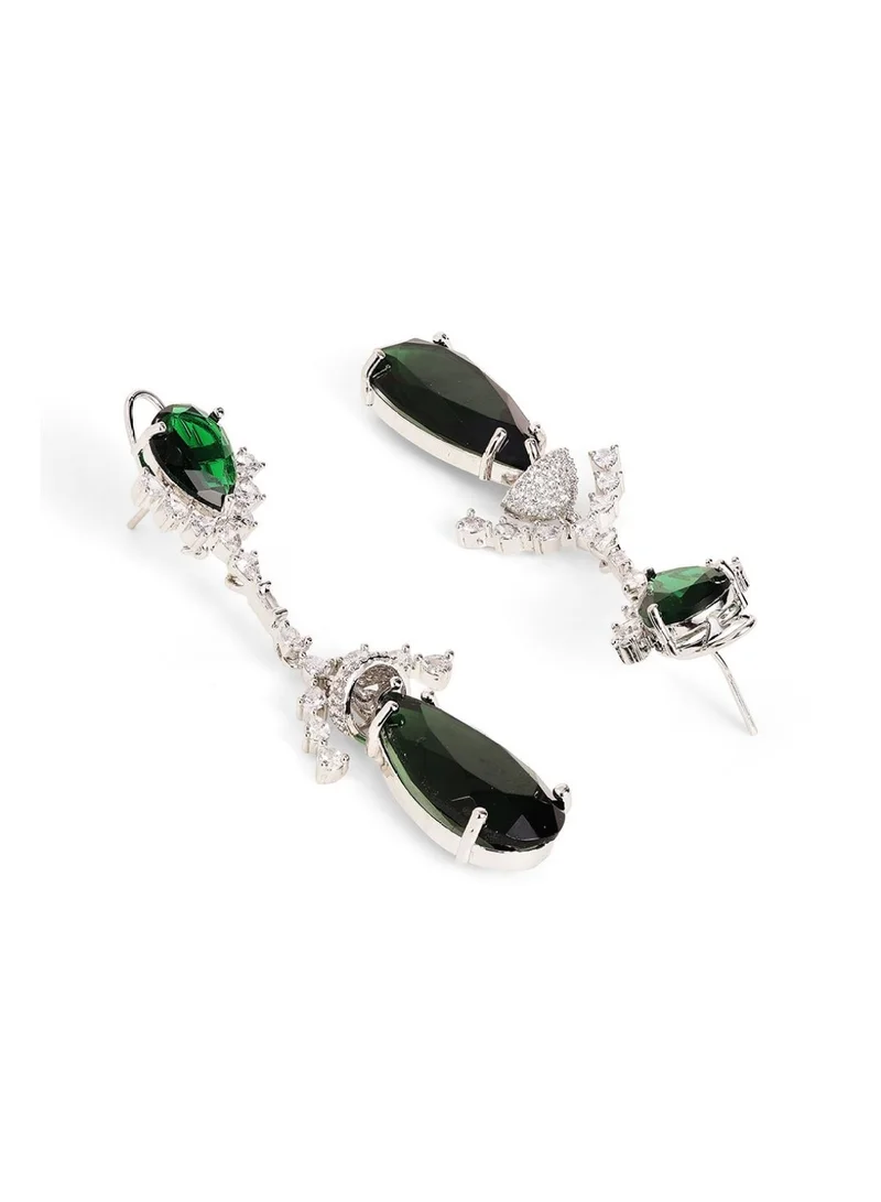 Priyaasi Stone Studded Teardrop Shaped Drop Earrings