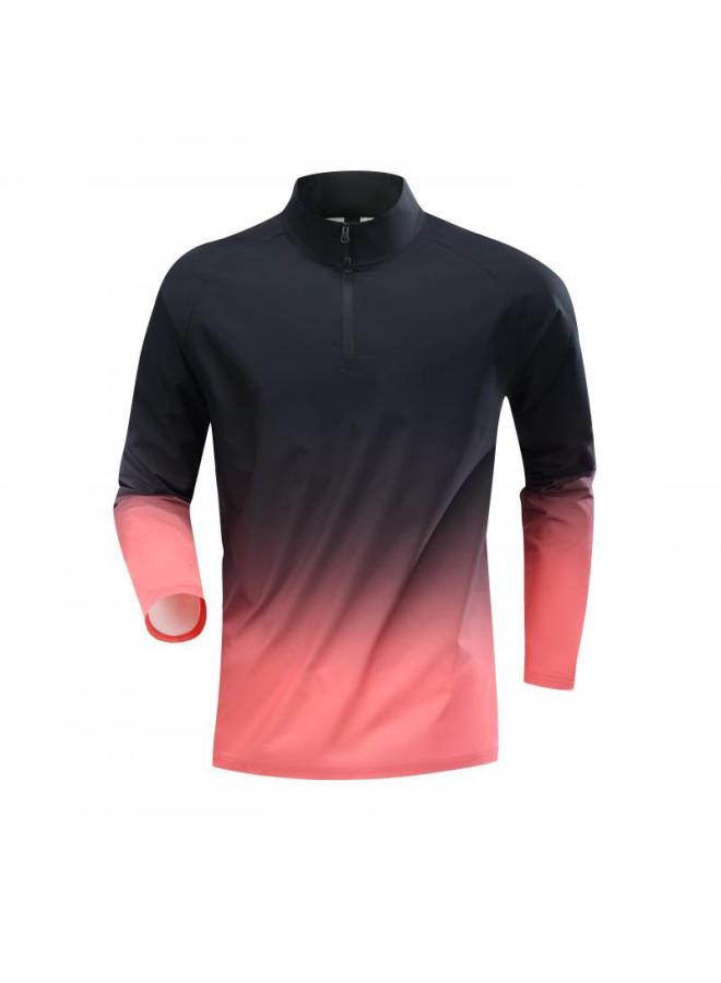 New Men's Fitness Clothing Long-sleeved Half-zip T-shirt Running Clothing Stand-up Collar Quick-drying Outdoor Mountaineering Sports Cycling Clothing Pants