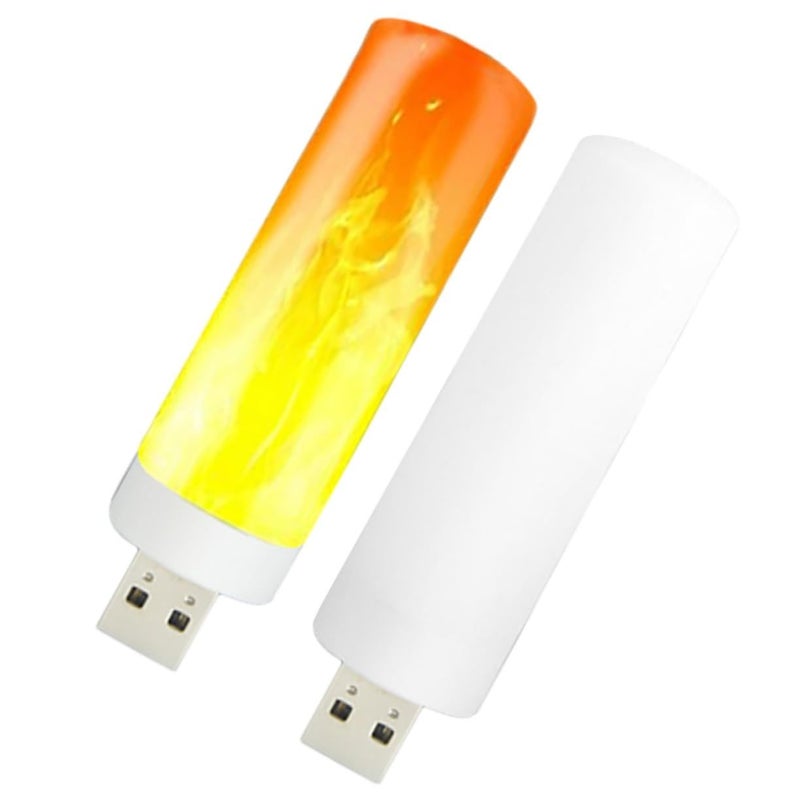 تيهاوكس 2 قطعة لمبة ليلية LED بتأثير اللهب USB توصيل كهربائي توهج دافئ لمصباح غرفة النوم - Image 2