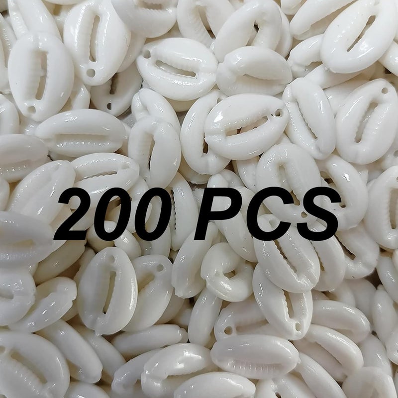 Chiku’s 200 Pcs White Acrylic Cowrie Kauri/Kodi Shell Beads with Single Hole, 20 mm for Craft Work, Jewellery Work, Earring, Sewing, Other Craft Work, School Project for Children.  - Image 1