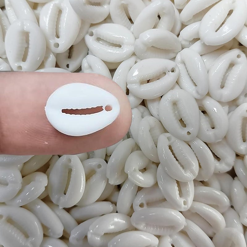 Chiku’s 200 Pcs White Acrylic Cowrie Kauri/Kodi Shell Beads with Single Hole, 20 mm for Craft Work, Jewellery Work, Earring, Sewing, Other Craft Work, School Project for Children.  - Image 3
